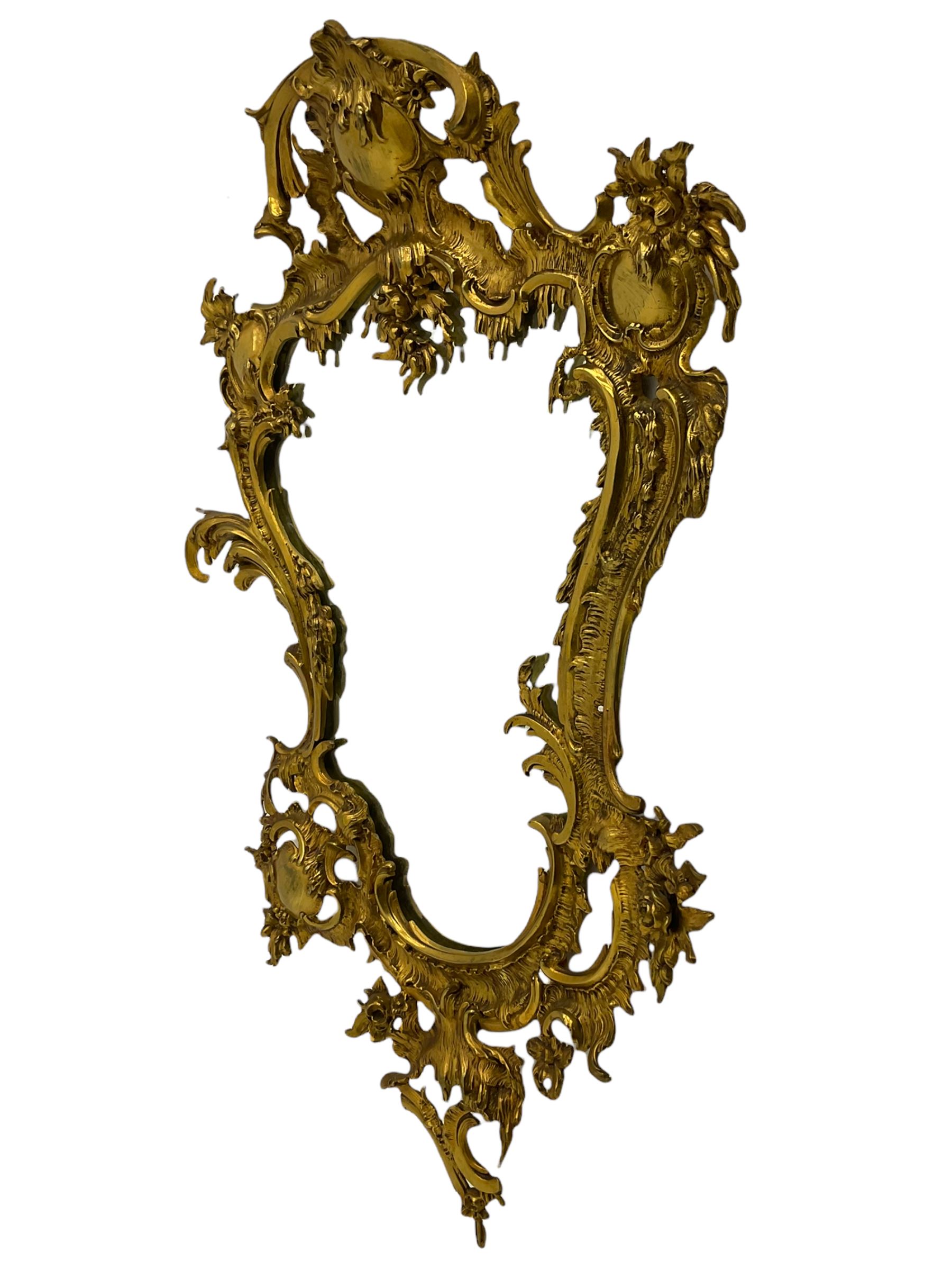 Rococo style ornate cast brass wall mirror - Image 2 of 5