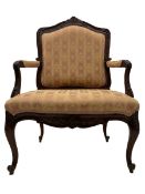 French style walnut framed upholstered armchair