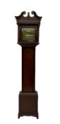 A mahogany longcase clock with a 19th century eight-day striking movement and earlier brass dial and