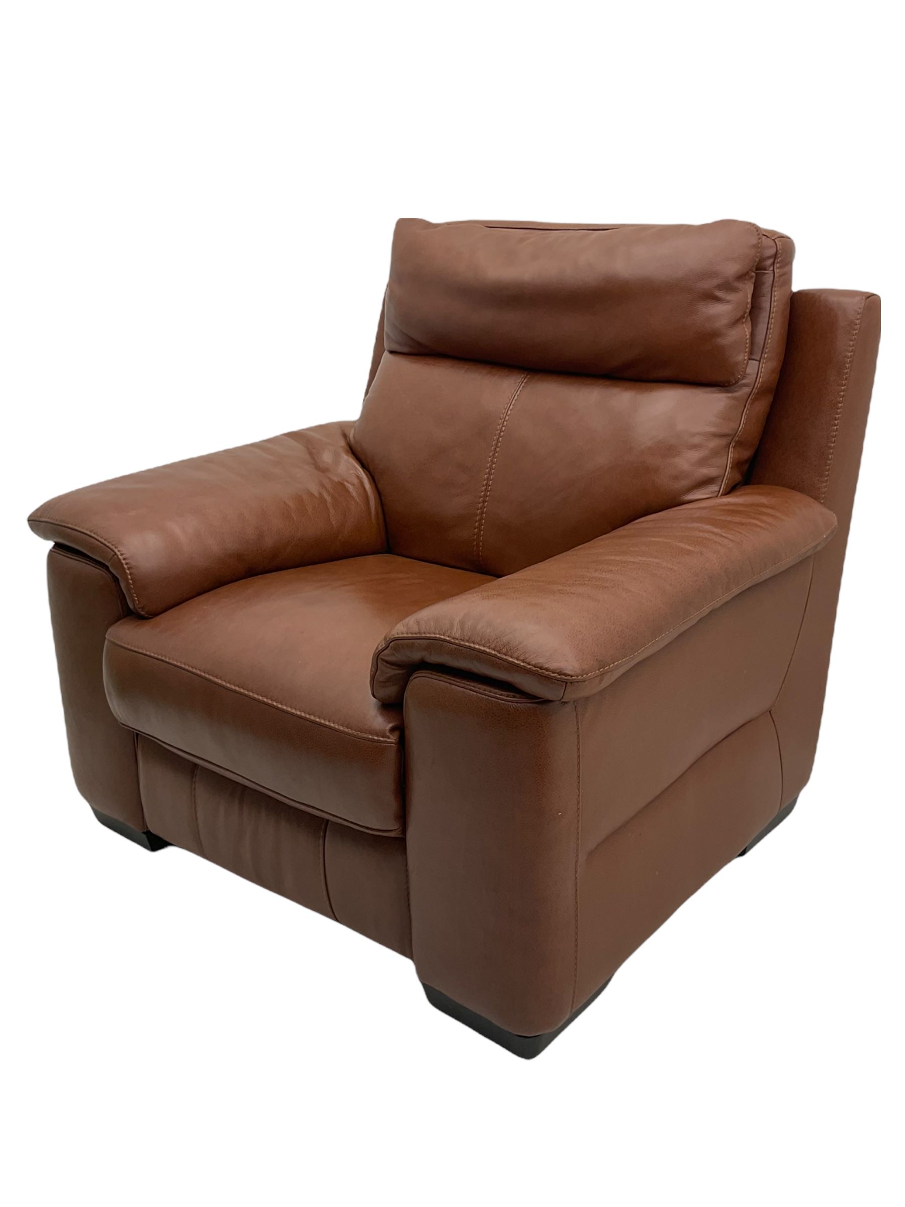 Three electric reclining sofa upholstered in tan leather - Image 11 of 23
