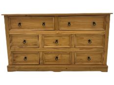 Pine chest fitted with eight drawers