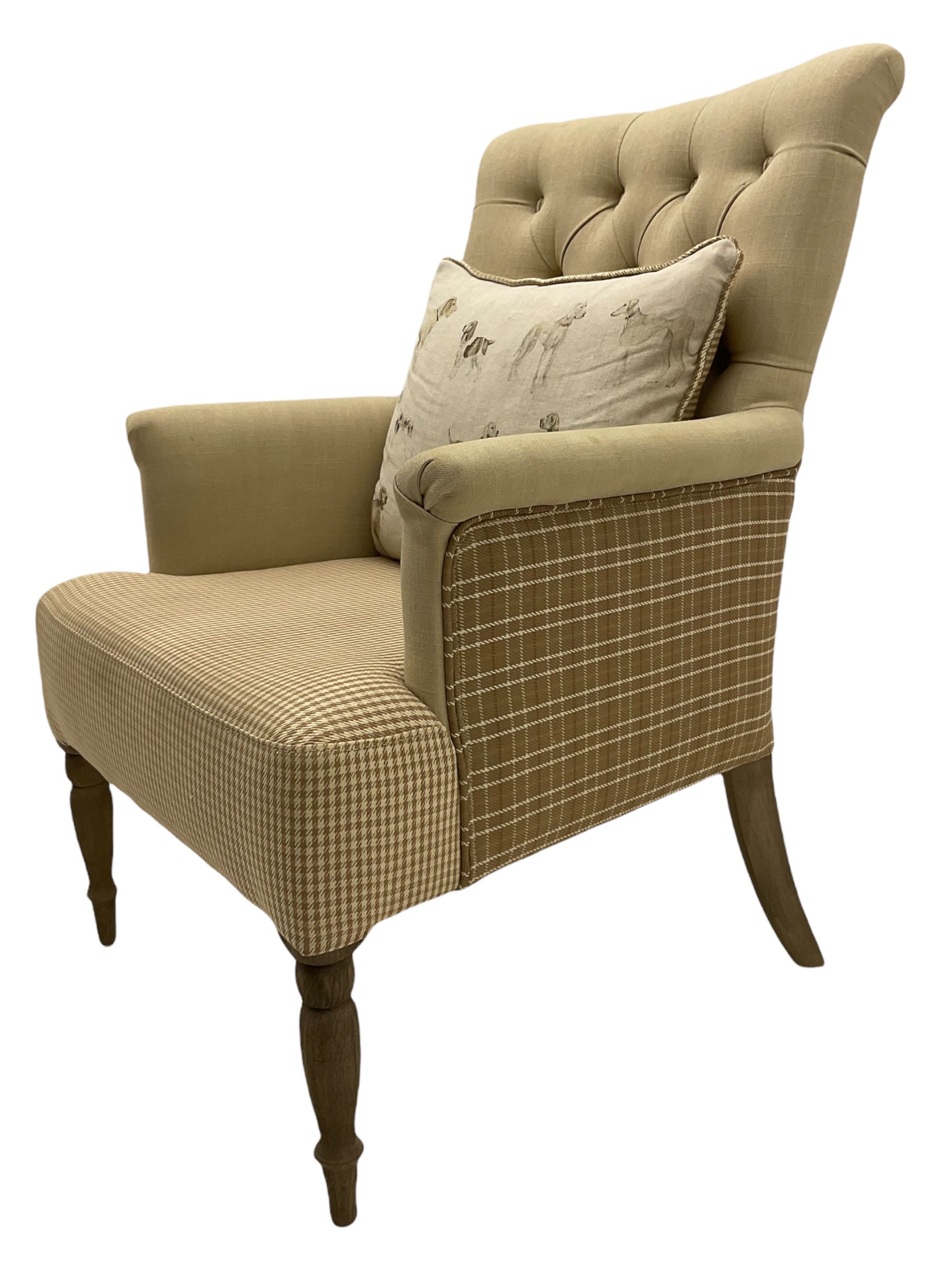 Voyage Maisonette - Nero Armchair upholstered in beige and check fabric - Image 4 of 8