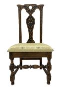 20th century carved oak hall chair