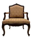 French style walnut framed upholstered armchair