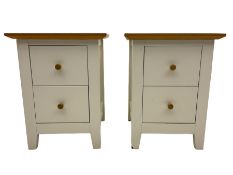 Pair of cream and oak bedside chests