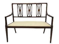Edwardian inlaid mahogany two seat salon sofa
