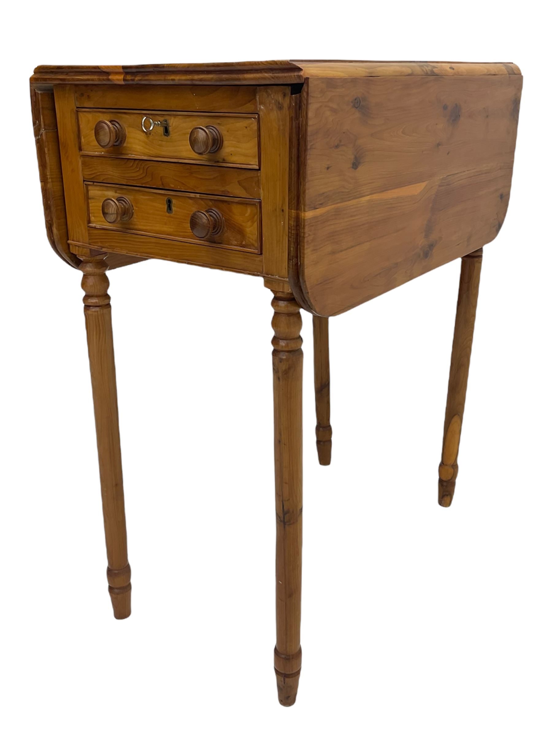 Yew wood drop leaf occasional table - Image 5 of 10