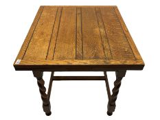 Early 20th century oak barley twist drawer-leaf dining table