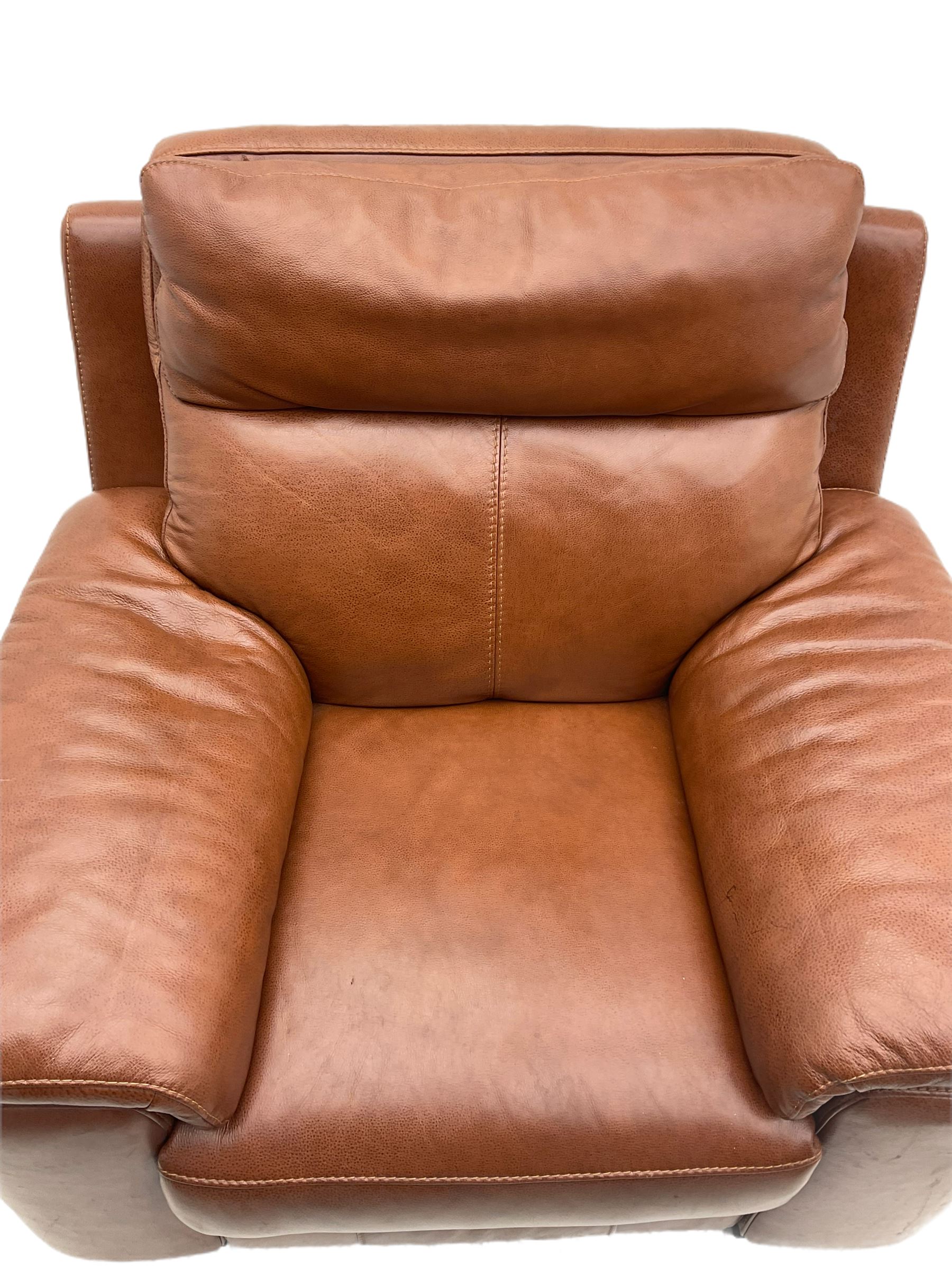 Three electric reclining sofa upholstered in tan leather - Image 16 of 23