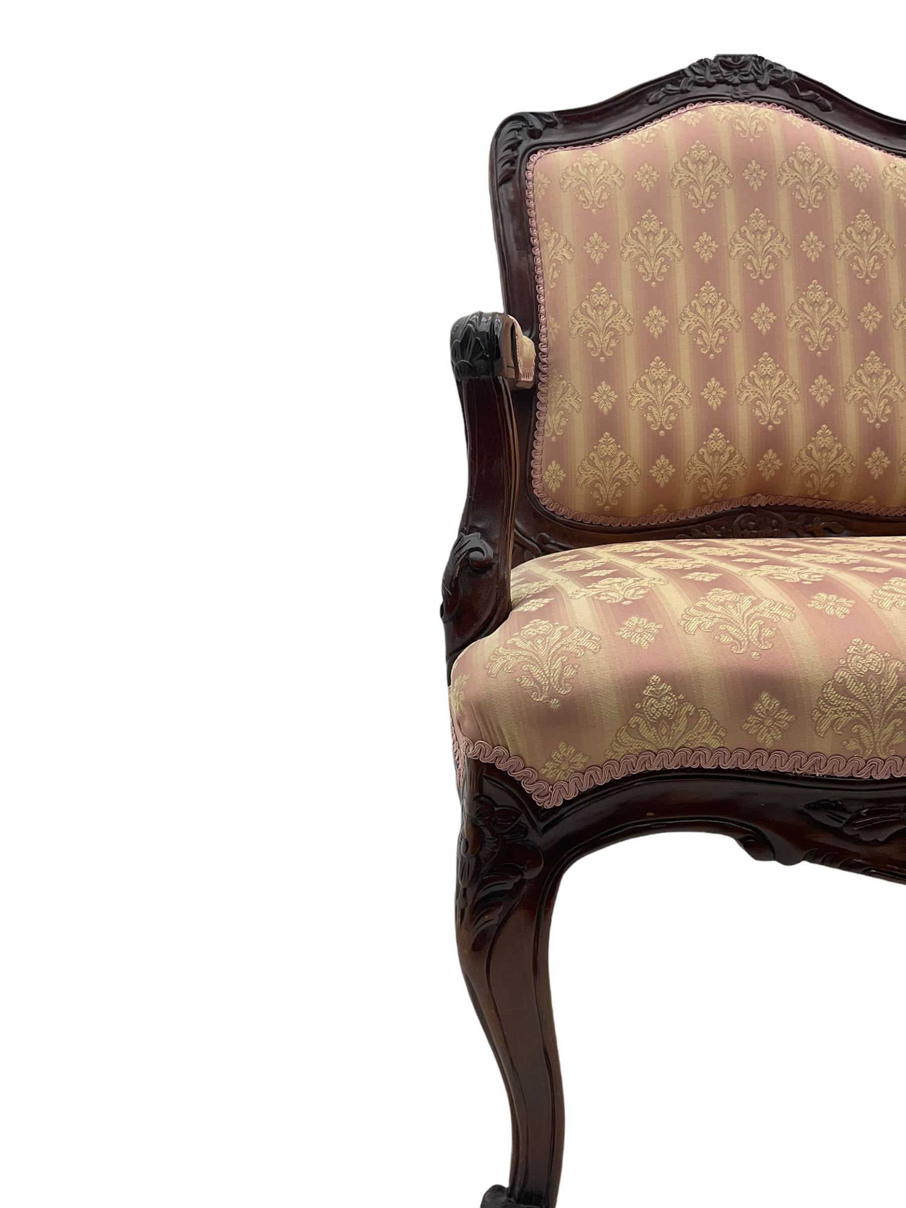French style walnut framed upholstered armchair - Image 6 of 10