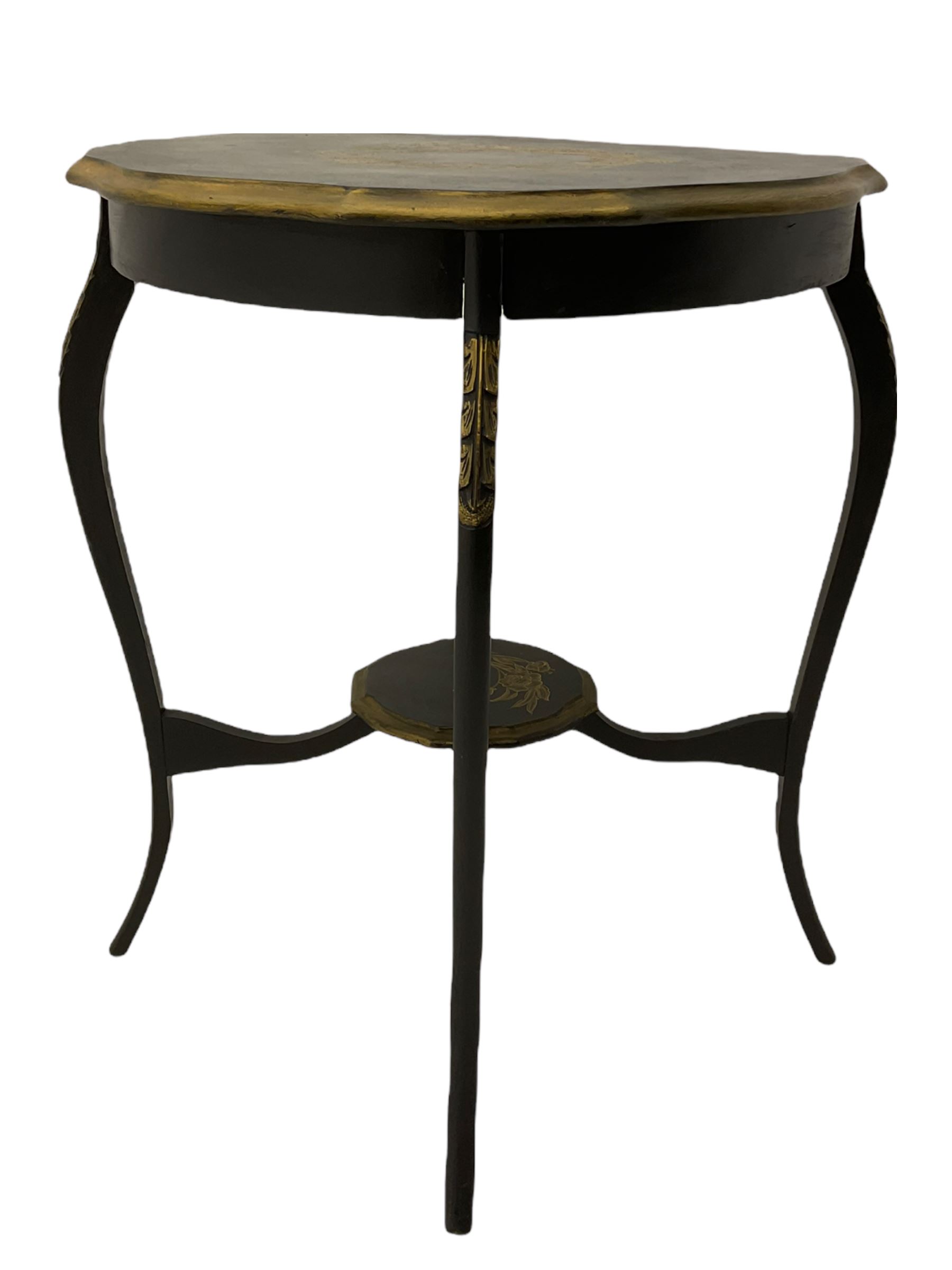 Early 20th century black painted and gilded centre table - Image 10 of 11