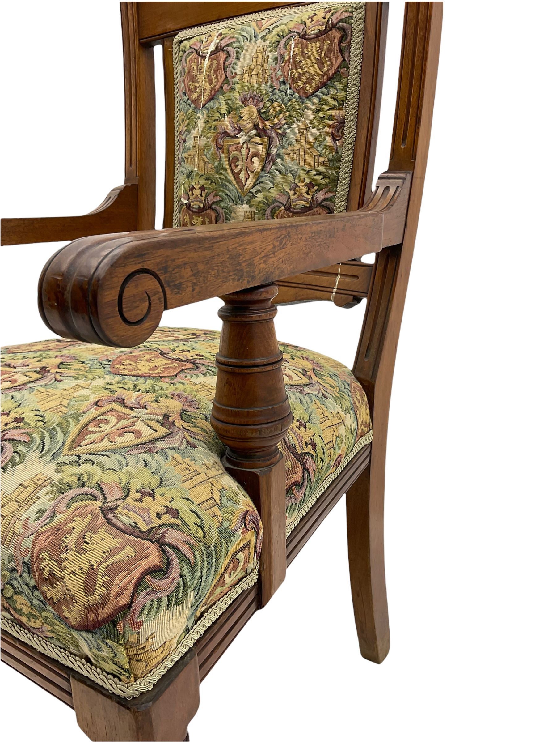 Late Victorian walnut elbow armchair - Image 5 of 6