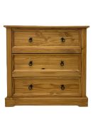 Pine three drawer chest