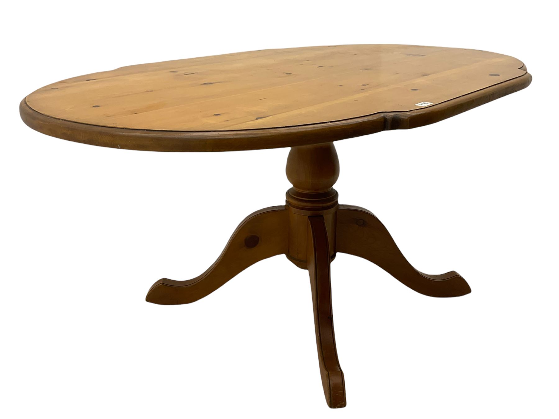 Solid pine oval pedestal dining table - Image 7 of 15