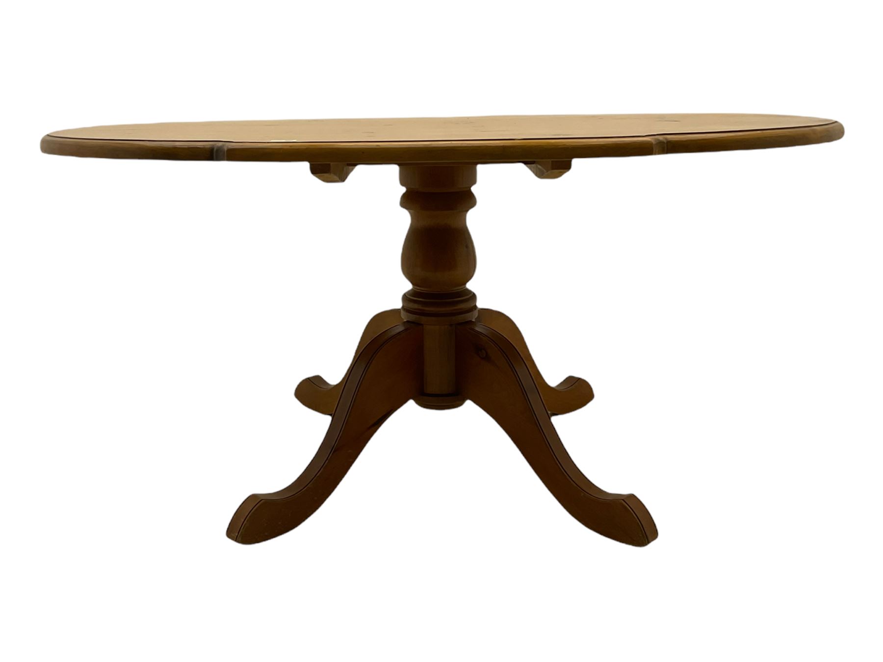 Solid pine oval pedestal dining table - Image 2 of 15