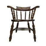 Victorian turned elm Captains chair