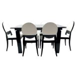 Casabella Dolce Vita black gloss and glass extending dining table