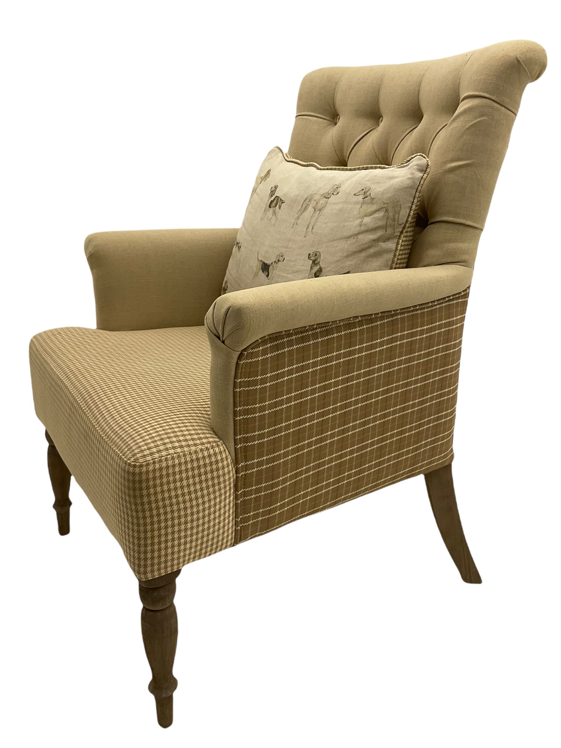 Voyage Maisonette - Nero Armchair upholstered in beige and check fabric - Image 4 of 8