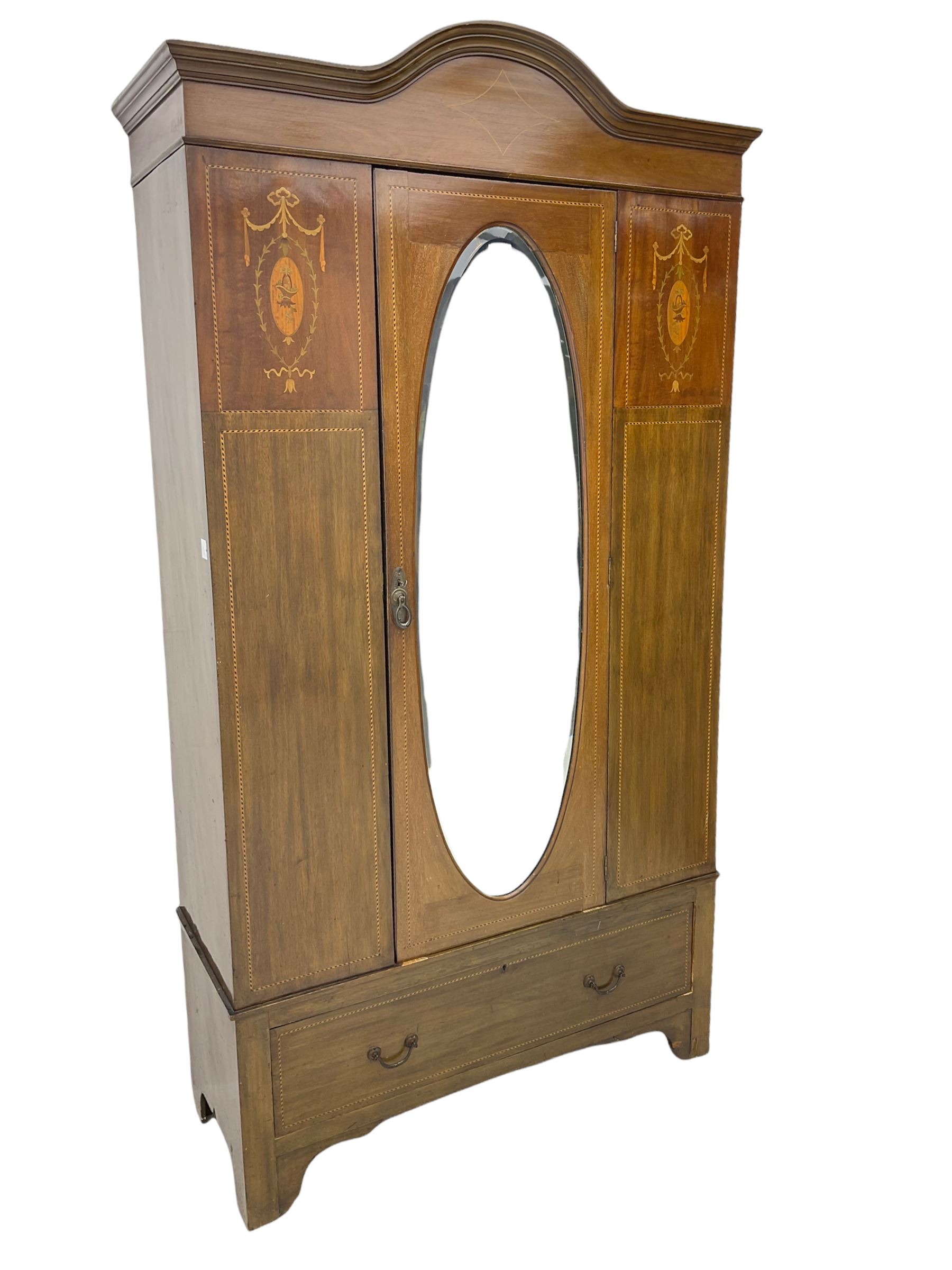 Edwardian inlaid mahogany wardrobe - Image 3 of 9