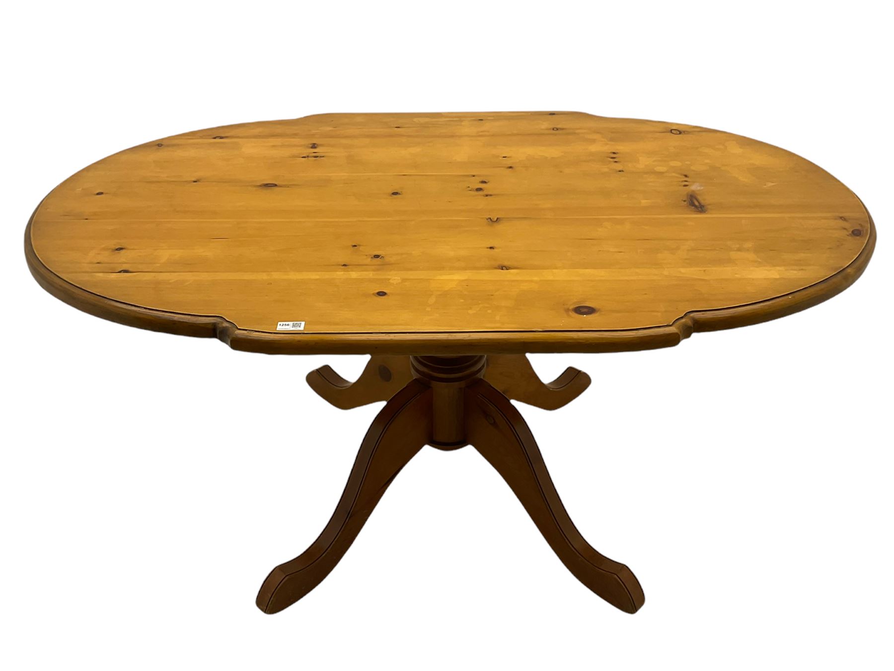 Solid pine oval pedestal dining table - Image 3 of 15