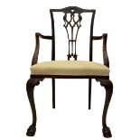Chippendale design mahogany framed armchair