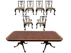 Wade Georgian style mahogany extending dining table with leaf