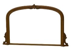 Pine arch top over-mantle mirror