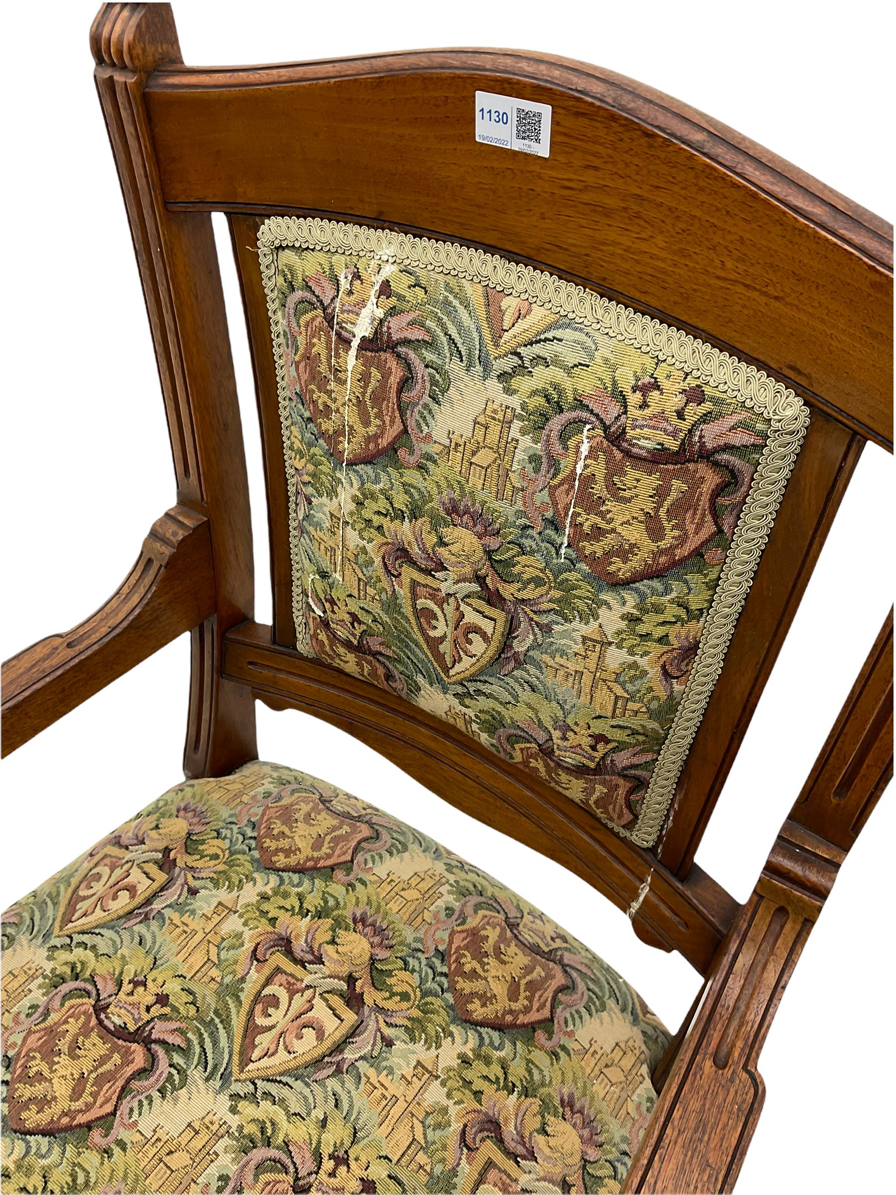 Late Victorian walnut elbow armchair - Image 6 of 6