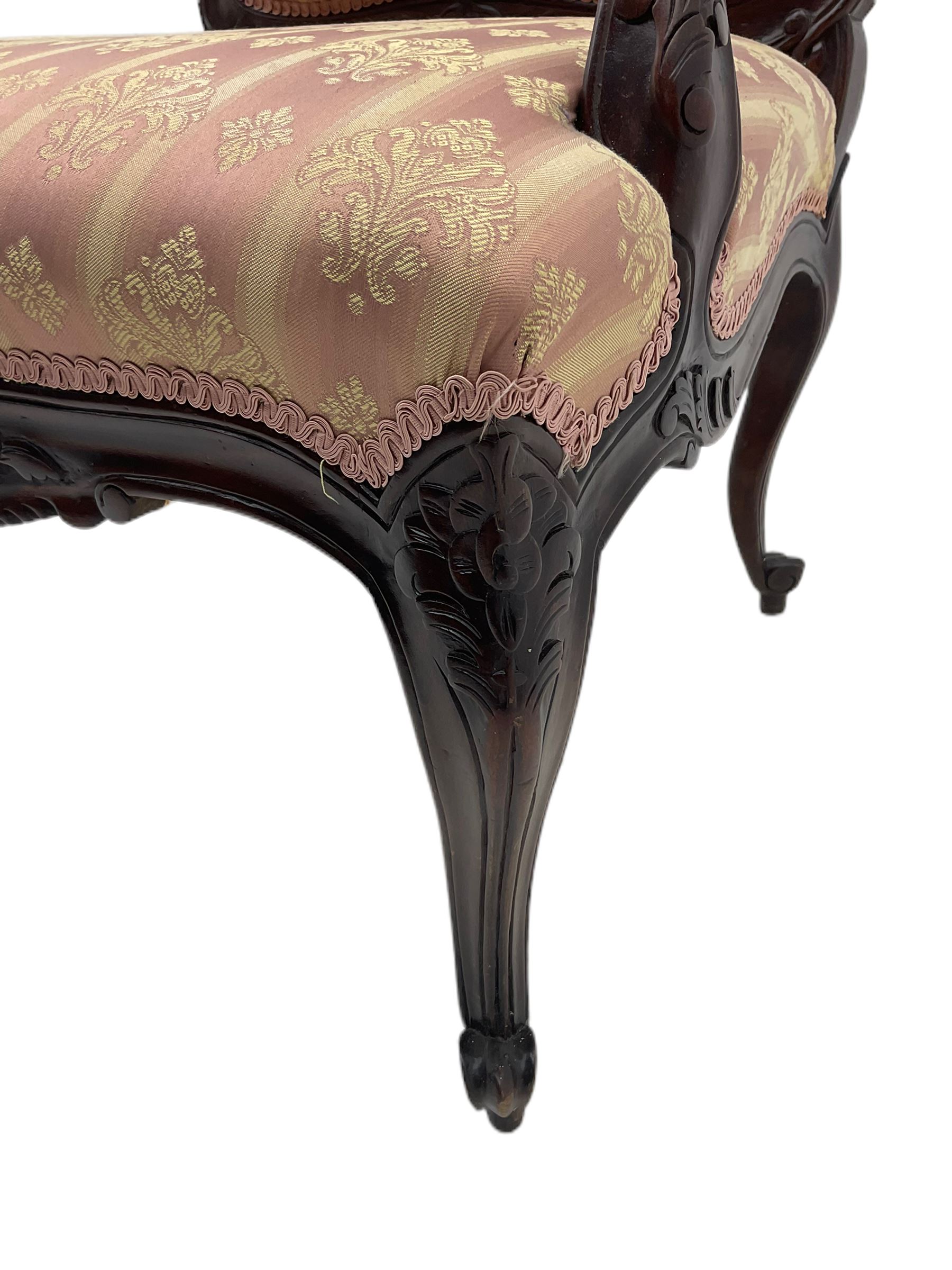 French style walnut framed upholstered armchair - Image 3 of 9