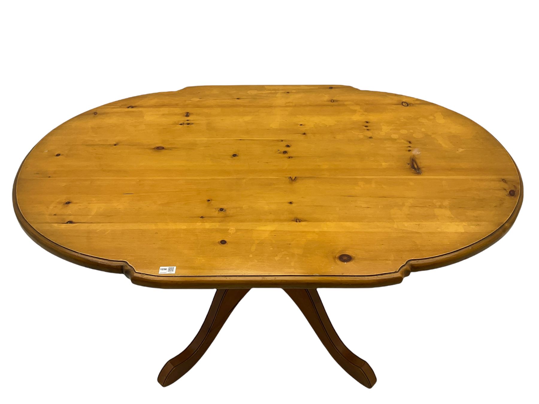Solid pine oval pedestal dining table - Image 4 of 15