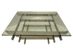 Art Deco style square glass top coffee table