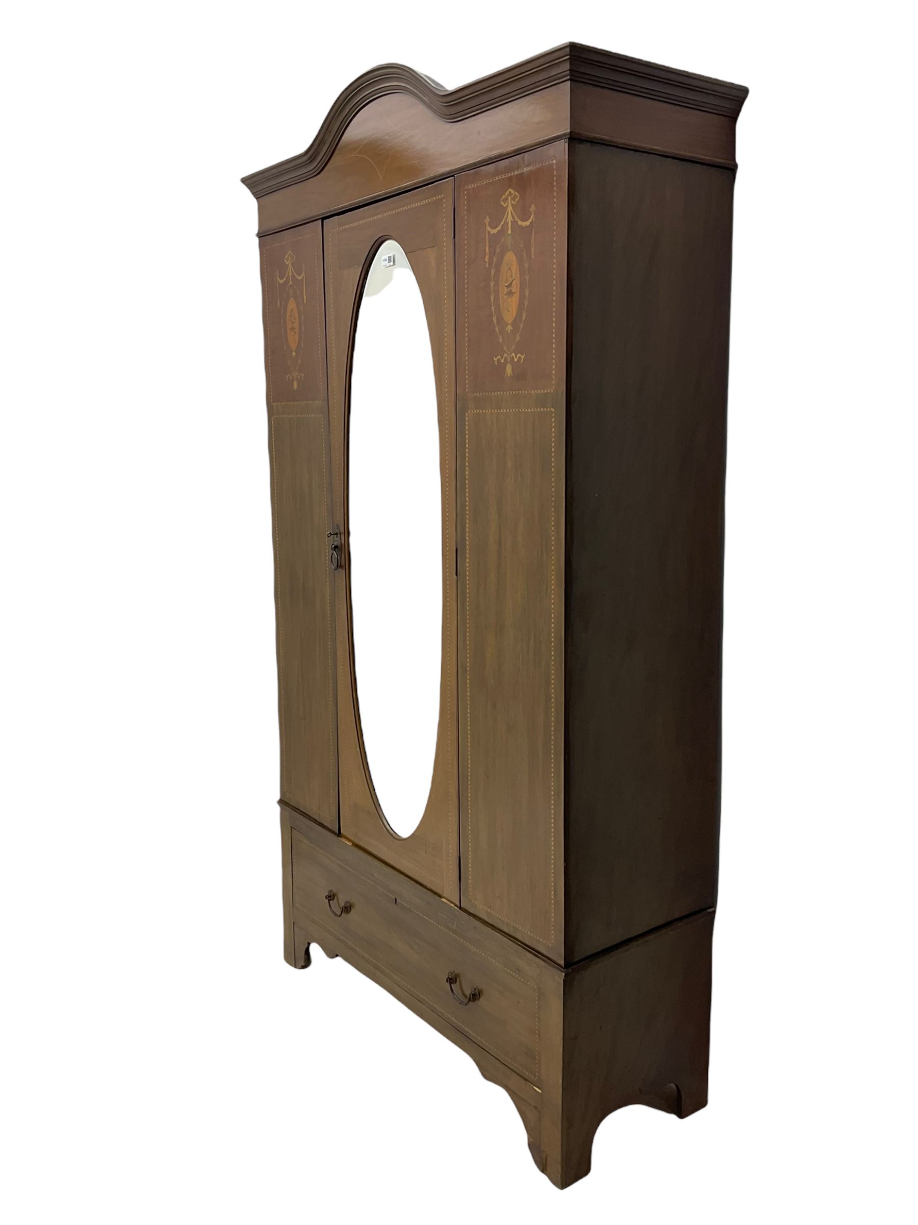 Edwardian inlaid mahogany wardrobe - Image 2 of 9