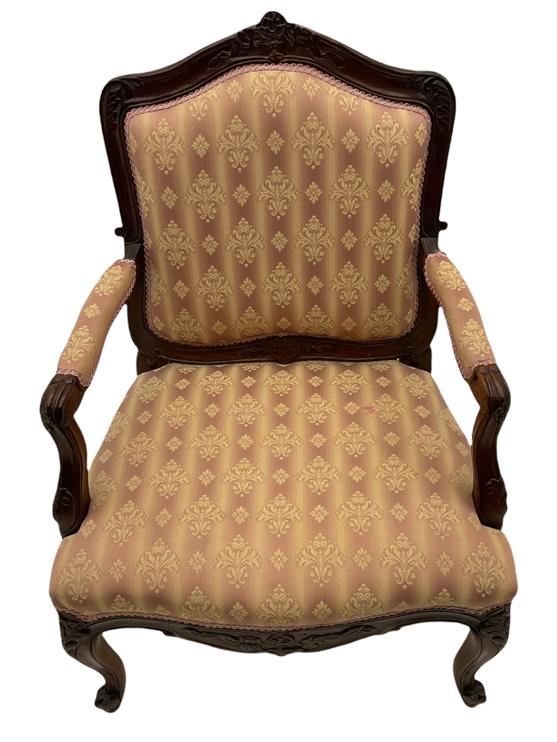 French style walnut framed upholstered armchair - Image 2 of 10