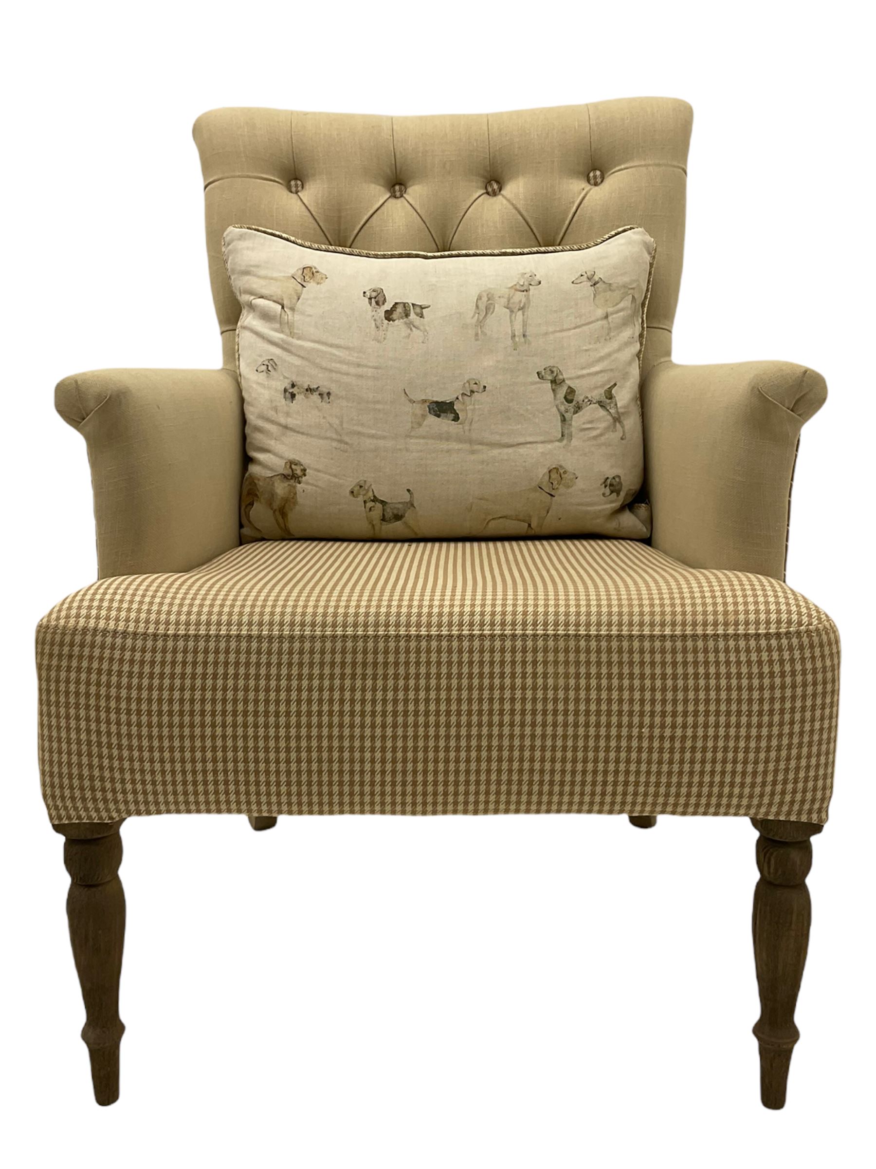 Voyage Maisonette - Nero Armchair upholstered in beige and check fabric