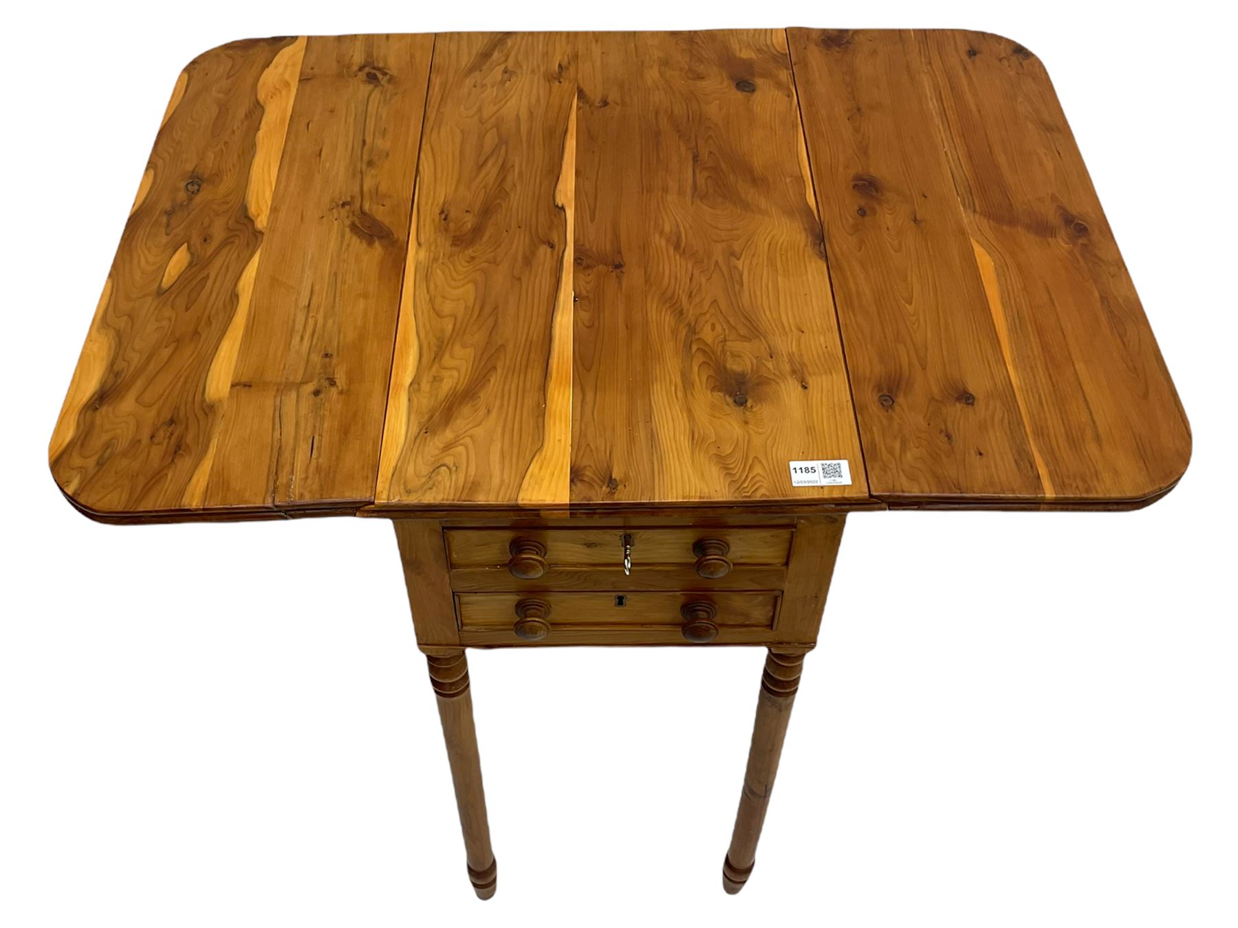 Yew wood drop leaf occasional table - Image 9 of 10