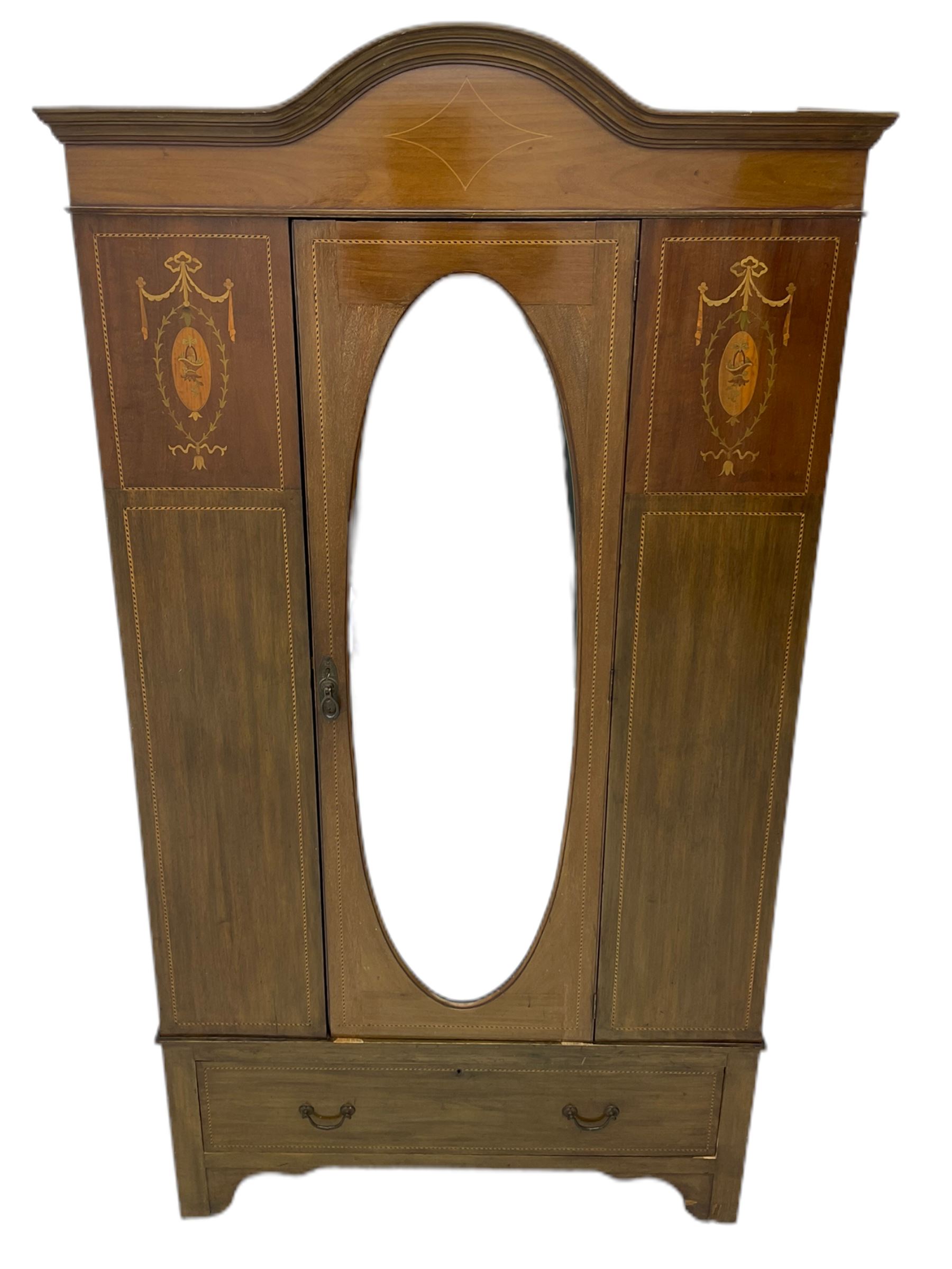 Edwardian inlaid mahogany wardrobe - Image 4 of 9