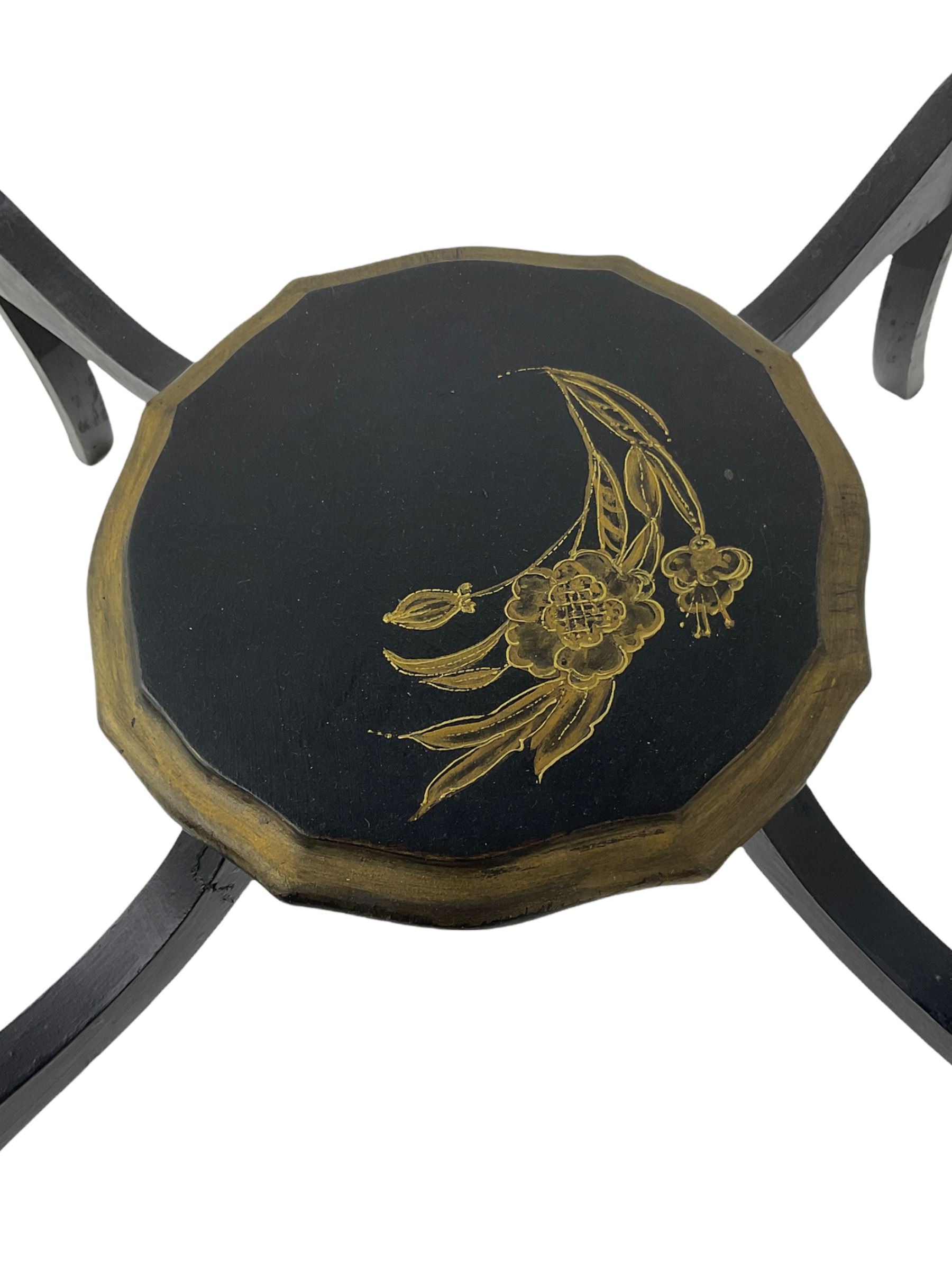 Early 20th century black painted and gilded centre table - Image 5 of 11