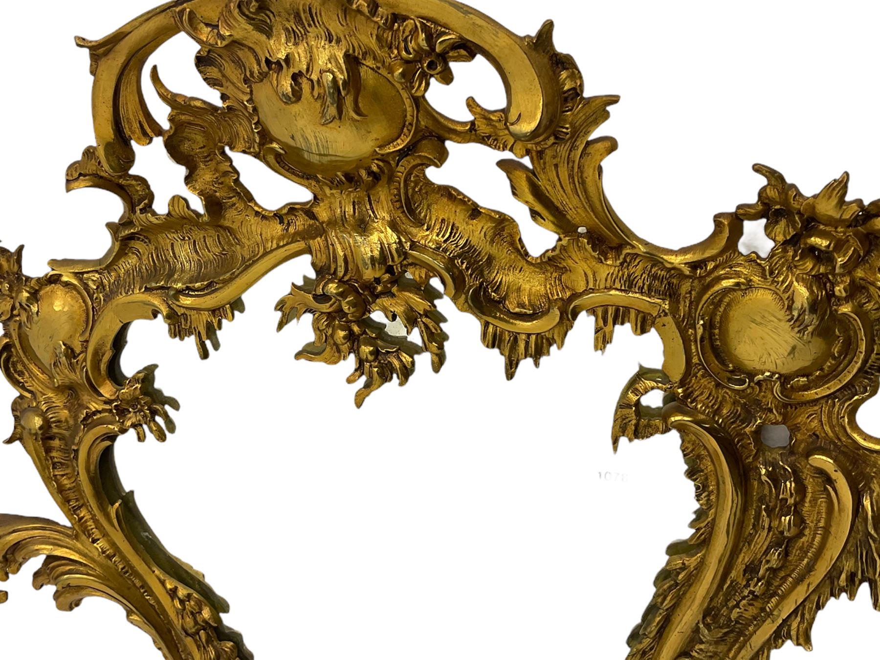 Rococo style ornate cast brass wall mirror - Image 4 of 5
