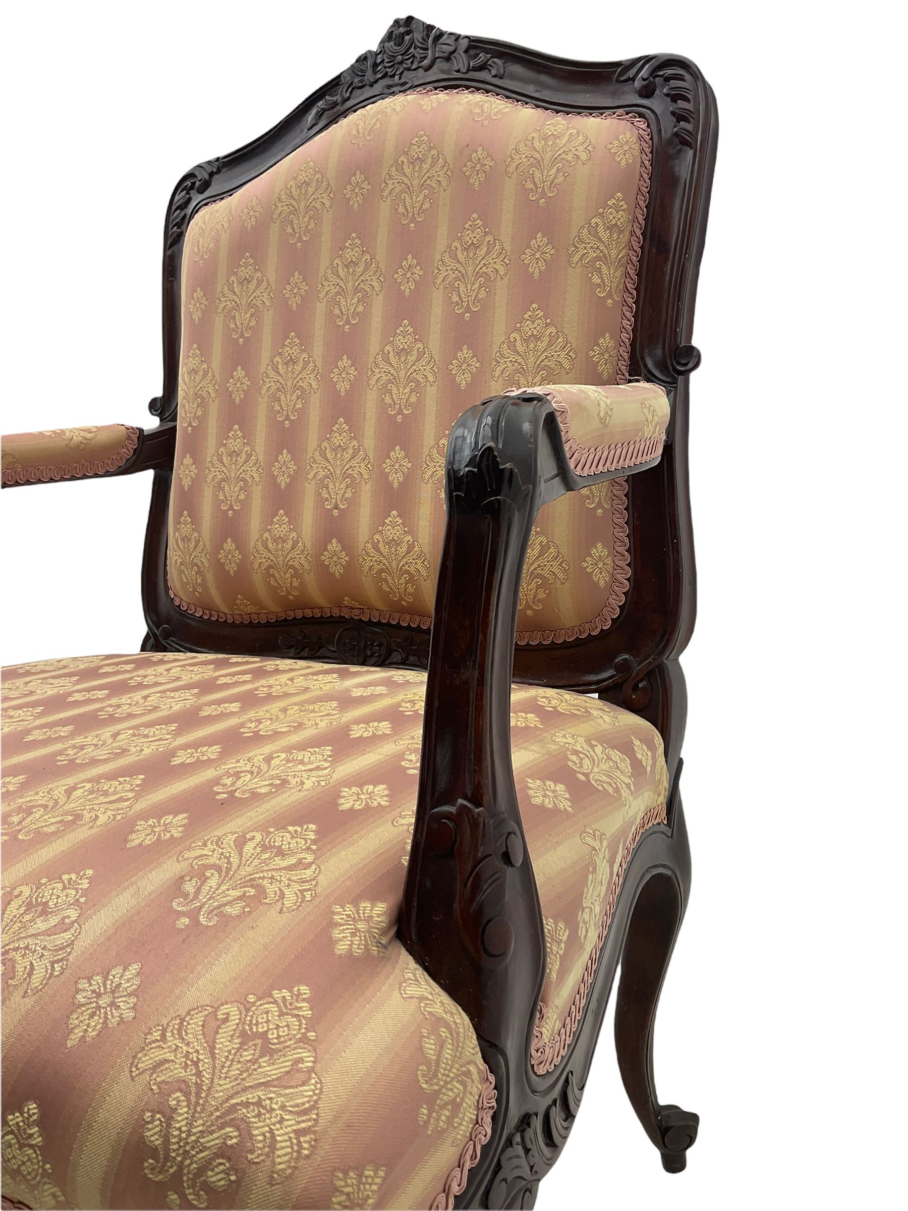 French style walnut framed upholstered armchair - Image 4 of 9