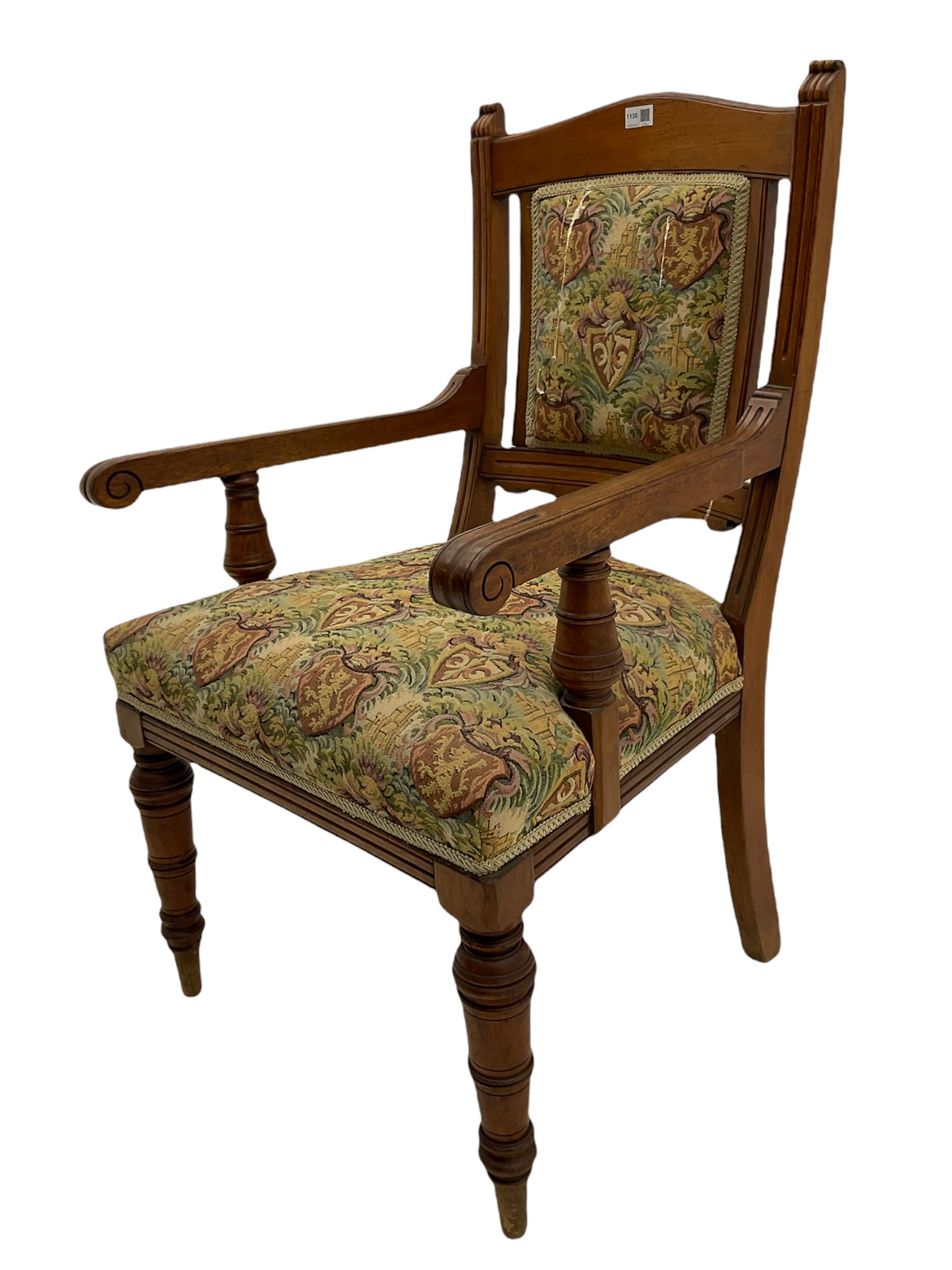 Late Victorian walnut elbow armchair - Image 4 of 6