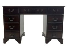 Georgian style mahogany twin pedestal desk