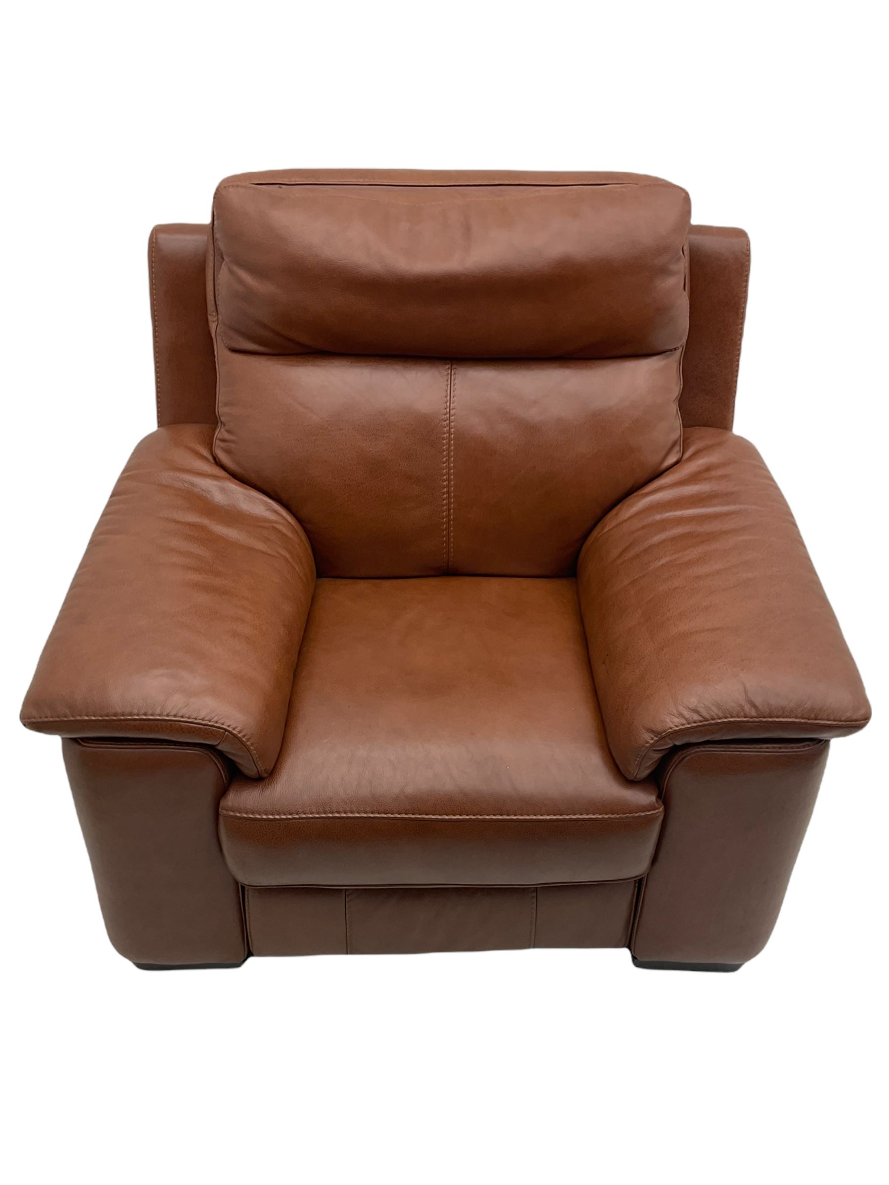 Three electric reclining sofa upholstered in tan leather - Image 12 of 23