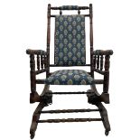 Early 20th century turned beech American rocking chair