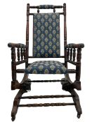 Early 20th century turned beech American rocking chair