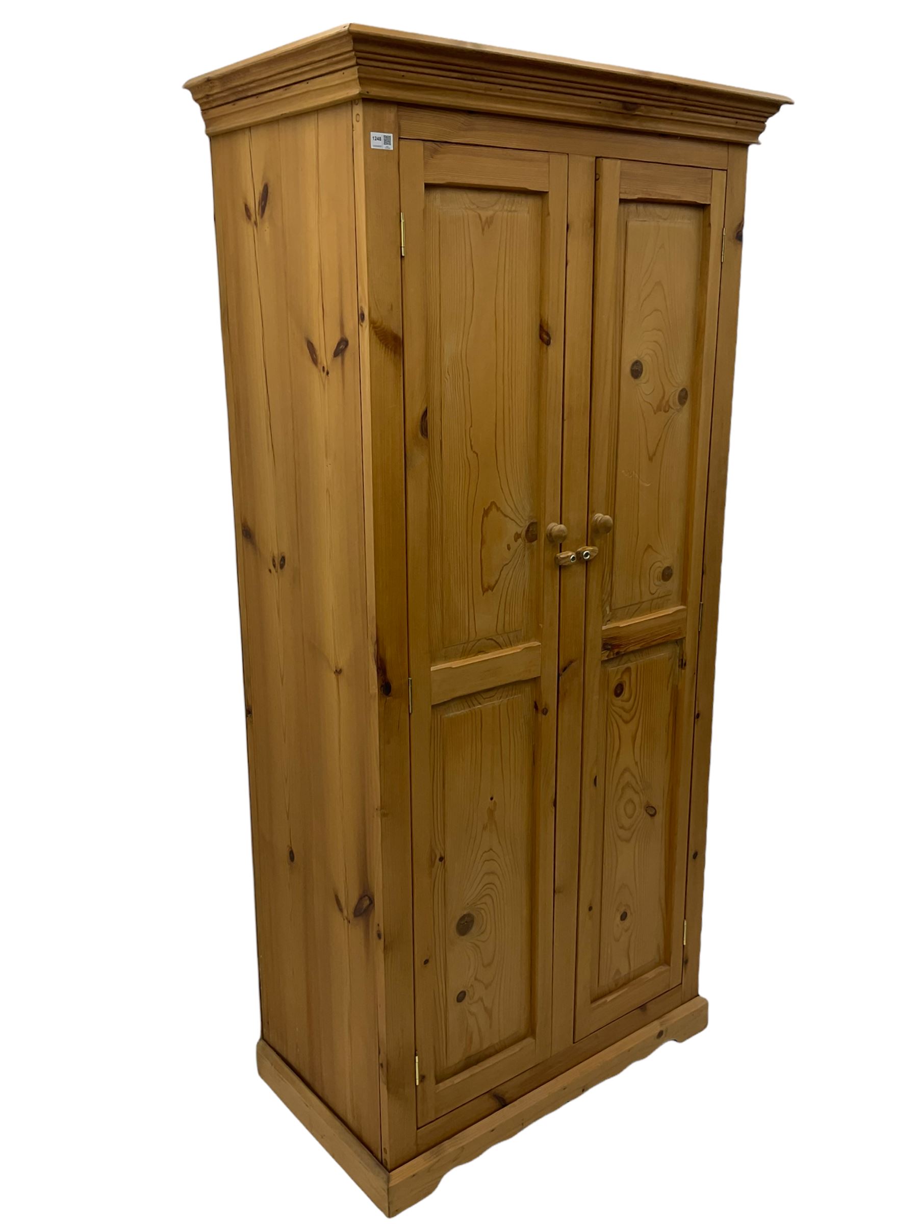 Solid pine double wardrobe - Image 3 of 8