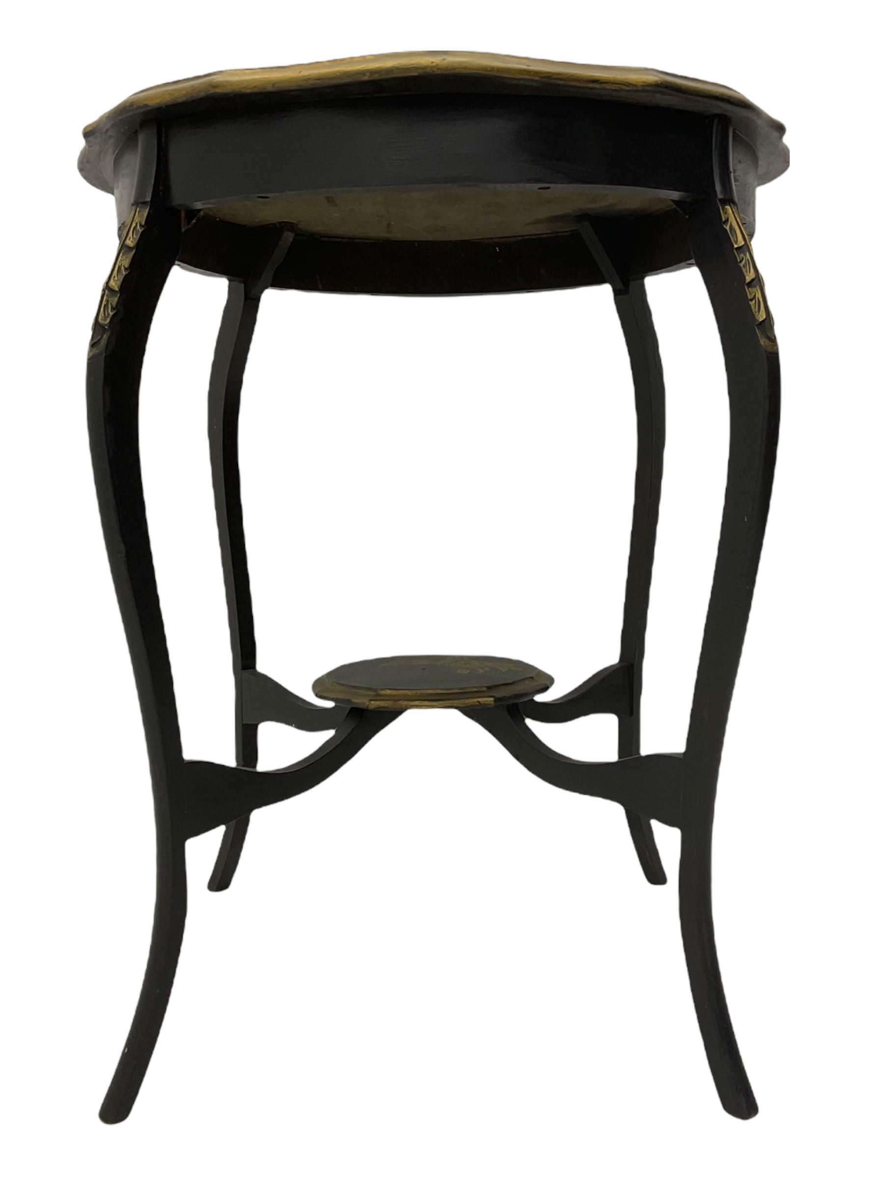 Early 20th century black painted and gilded centre table - Image 2 of 11