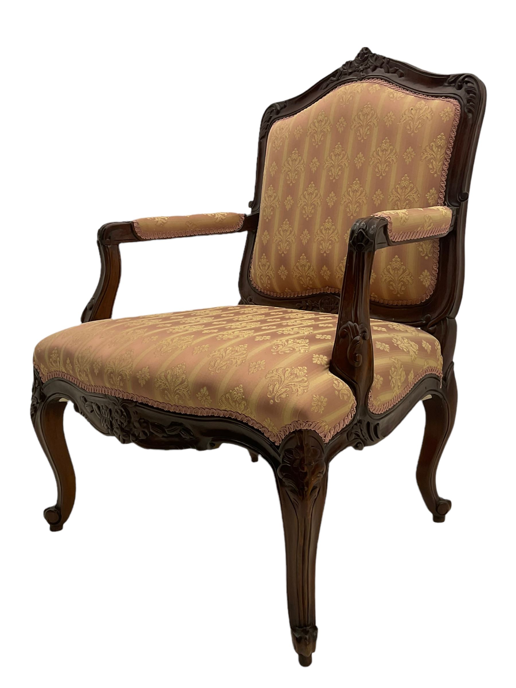 French style walnut framed upholstered armchair - Image 10 of 10