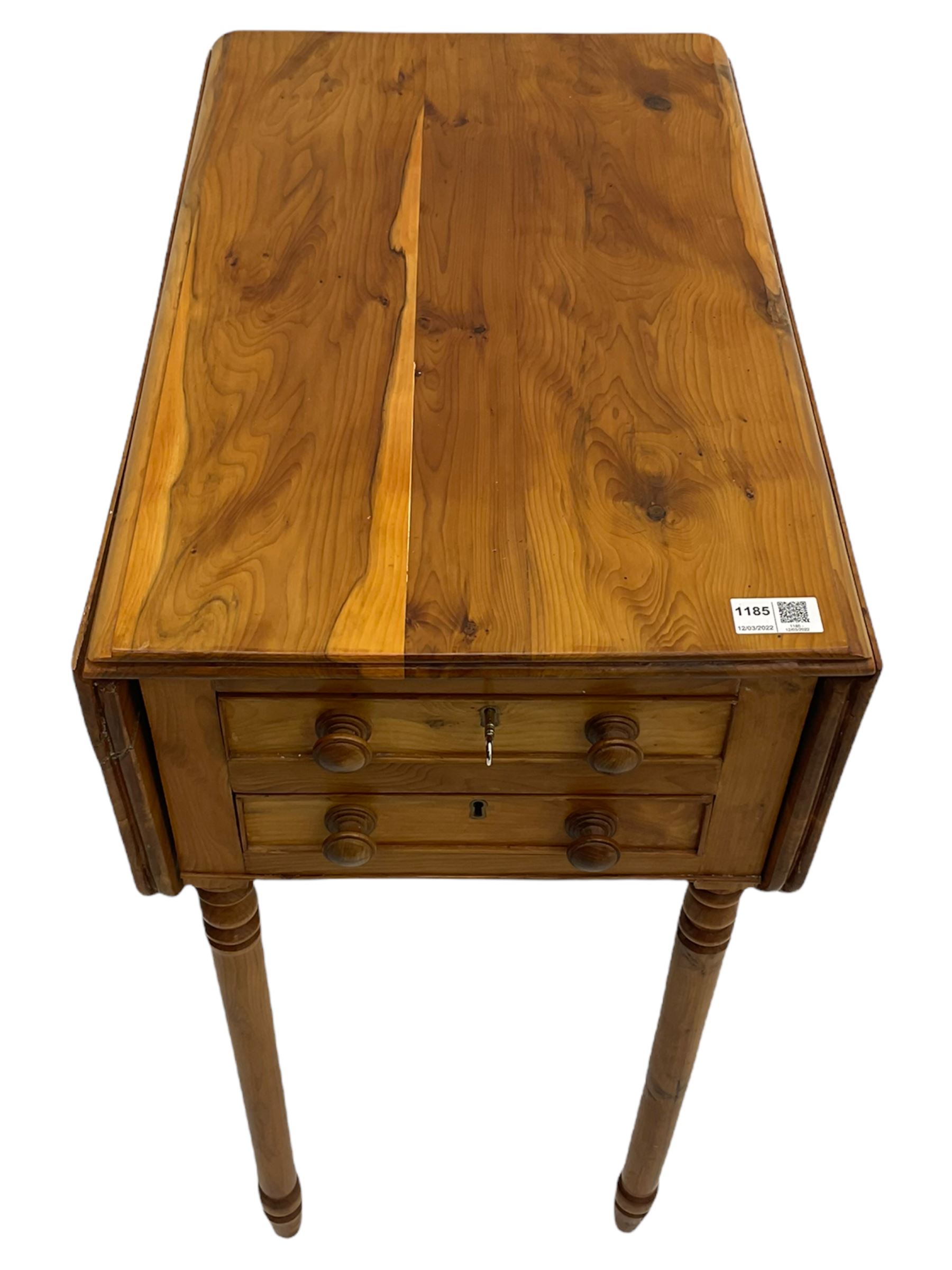 Yew wood drop leaf occasional table - Image 6 of 10