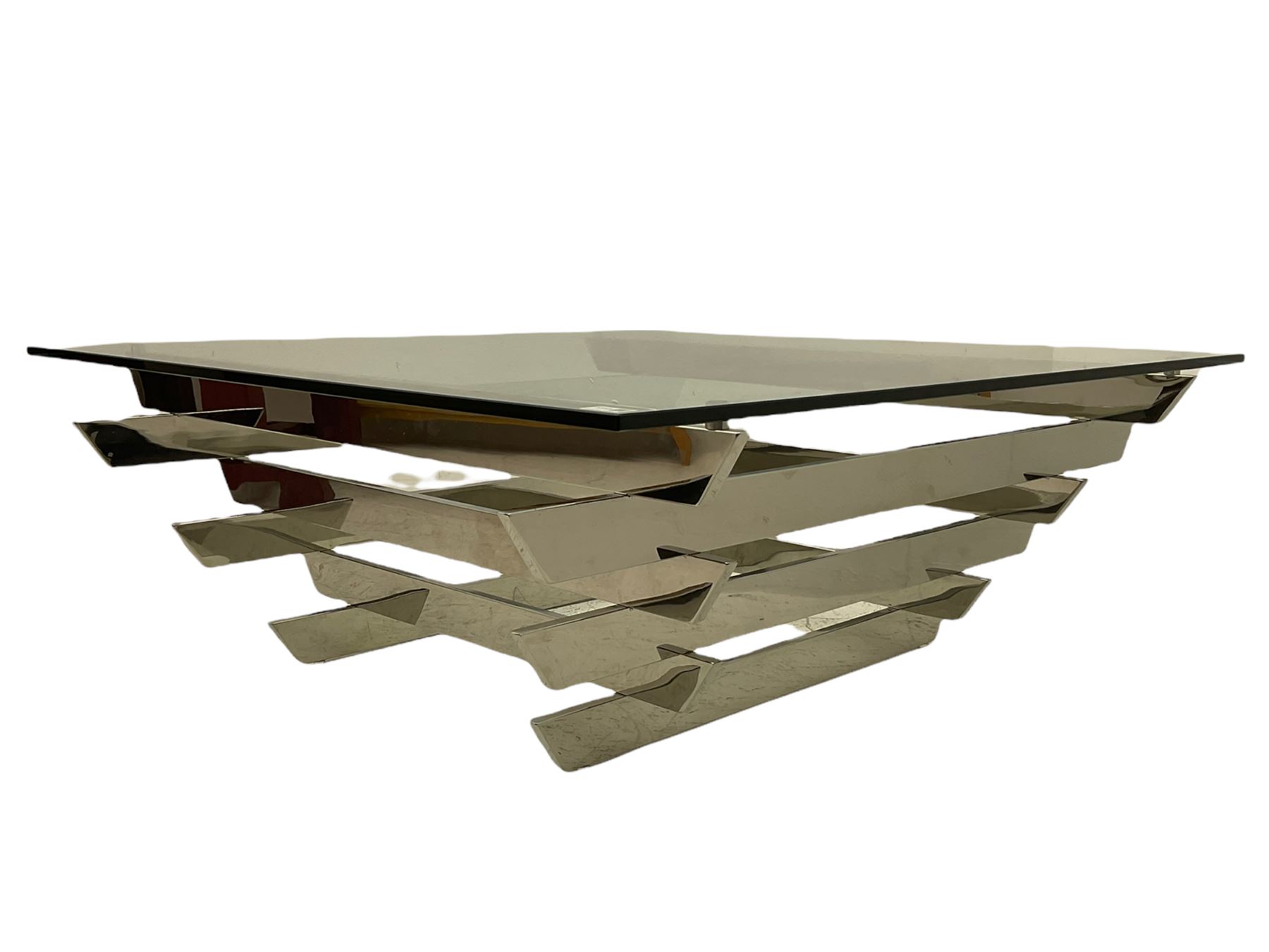 Art Deco style square glass top coffee table - Image 4 of 9