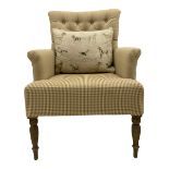 Voyage Maisonette - Nero Armchair upholstered in beige and check fabric